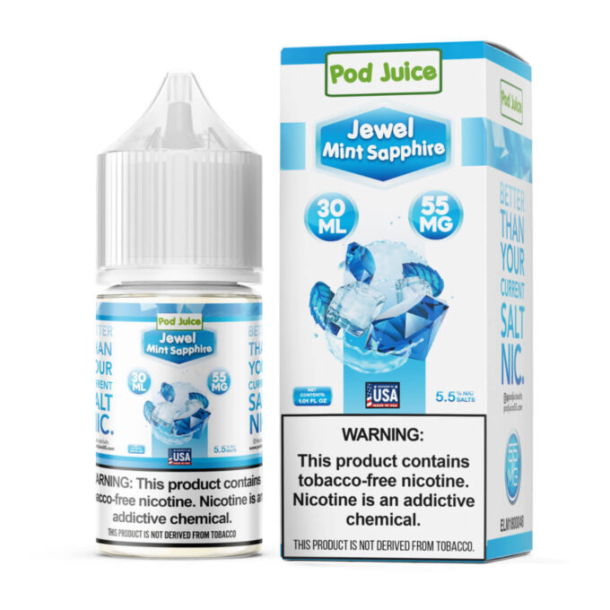 Pod Juice Salt Jewel Mint Sapphire Tobacco Free Nicotine E-Juice 30m